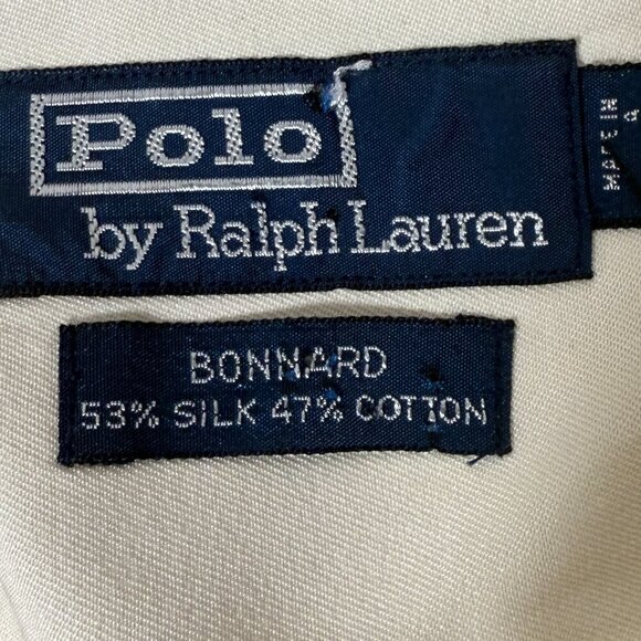 Polo Ralph Lauren Bonnard Mens XXL Button Up Bonnard Silk Blend Off White/Beige - Picture 2 of 6